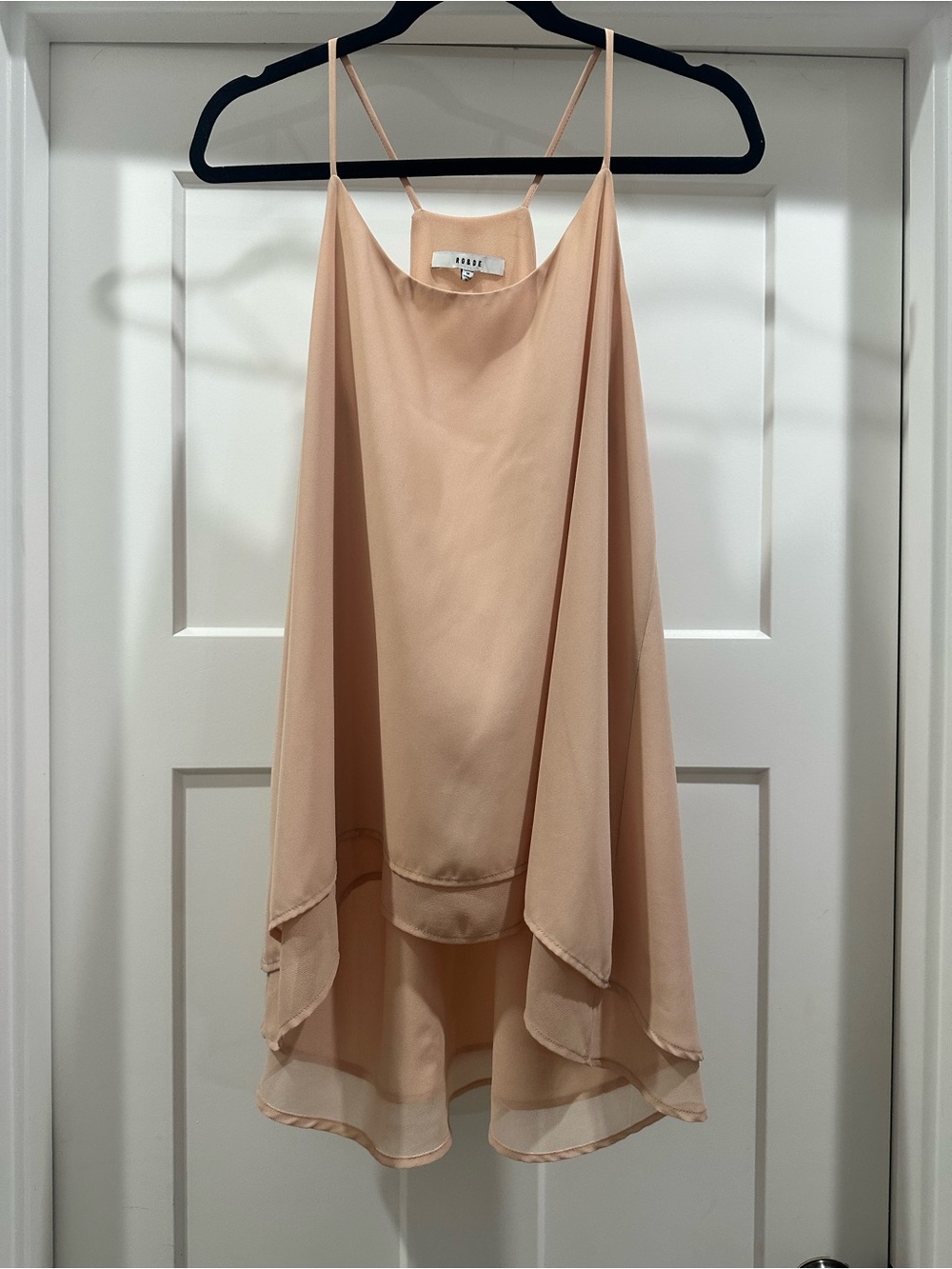Light Peach Spaghetti-Strap Flowy Shirt